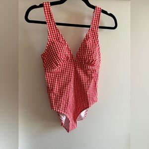 Shade & Shore Red Gingham One Piece Swimsuit
